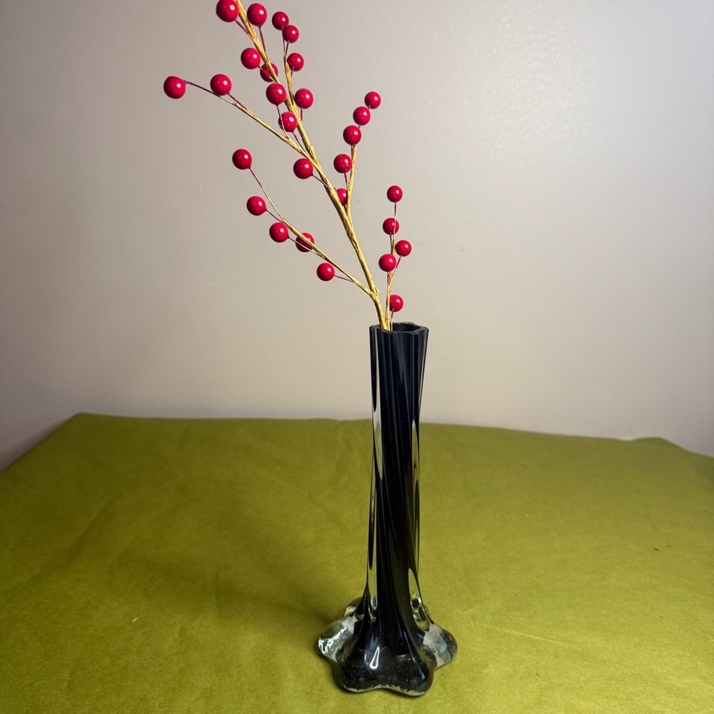 Striking Black Accent Vase with Decorative Stems